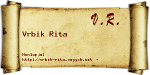 Vrbik Rita névjegykártya